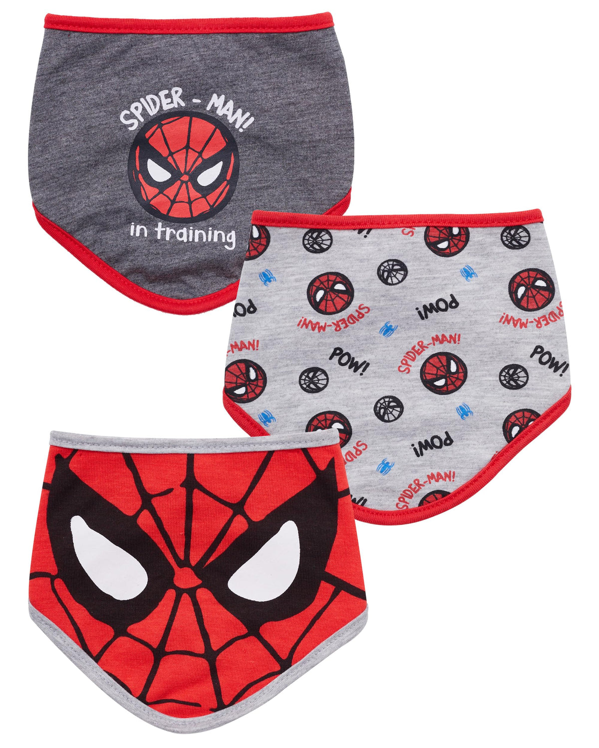 Happy Threads superhero bandana bib gray solid with easy snap closure for mess-prone meals