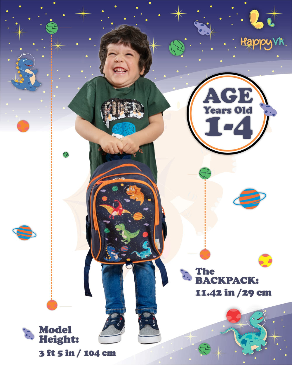HappyVk breathable mesh back panel; keeps kids cool on long days