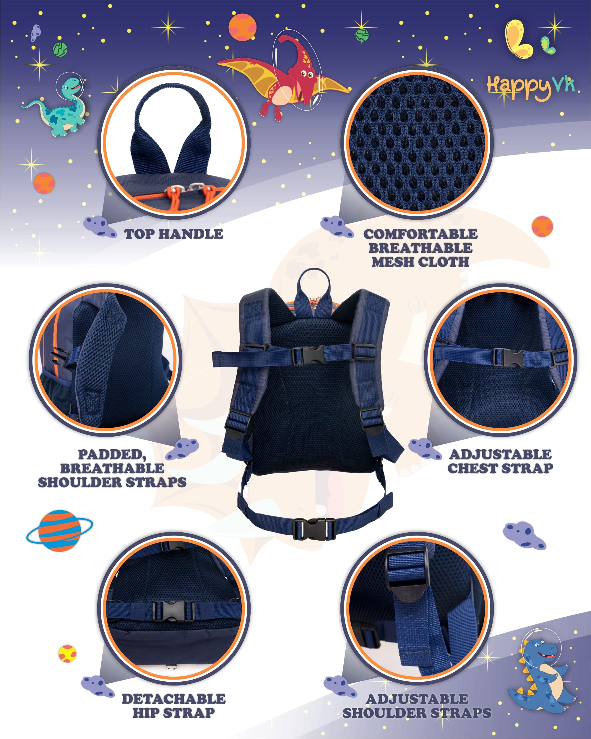 HappyVk multipurpose backpack; ideal for travel, school, zoo visits, and daily use