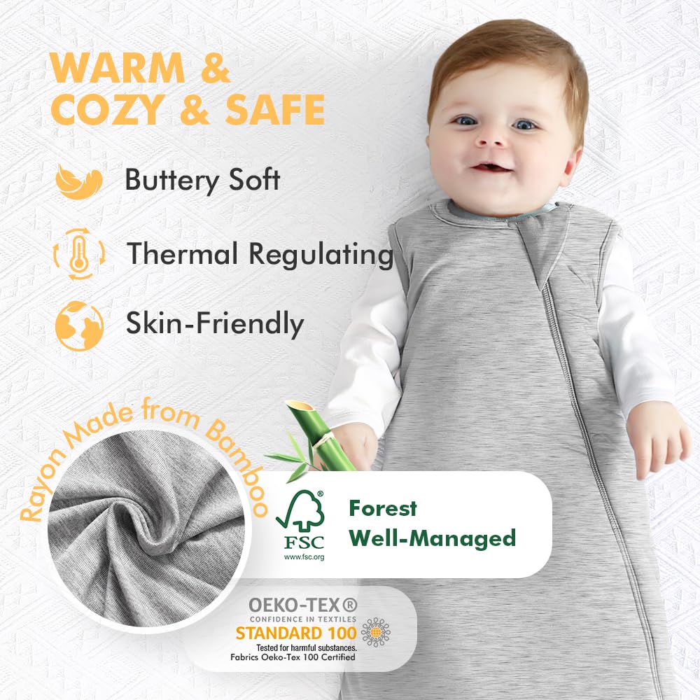 HAPIU bamboo sleep sack in dark forest green features unisex design for growing toddlers.