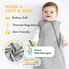 HAPIU bamboo sleep sack in dark forest green features unisex design for growing toddlers.