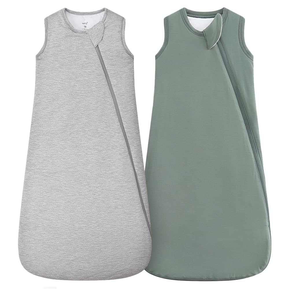 HAPIU bamboo sleep sack in light heather grey offers buttery-soft, breathable comfort.