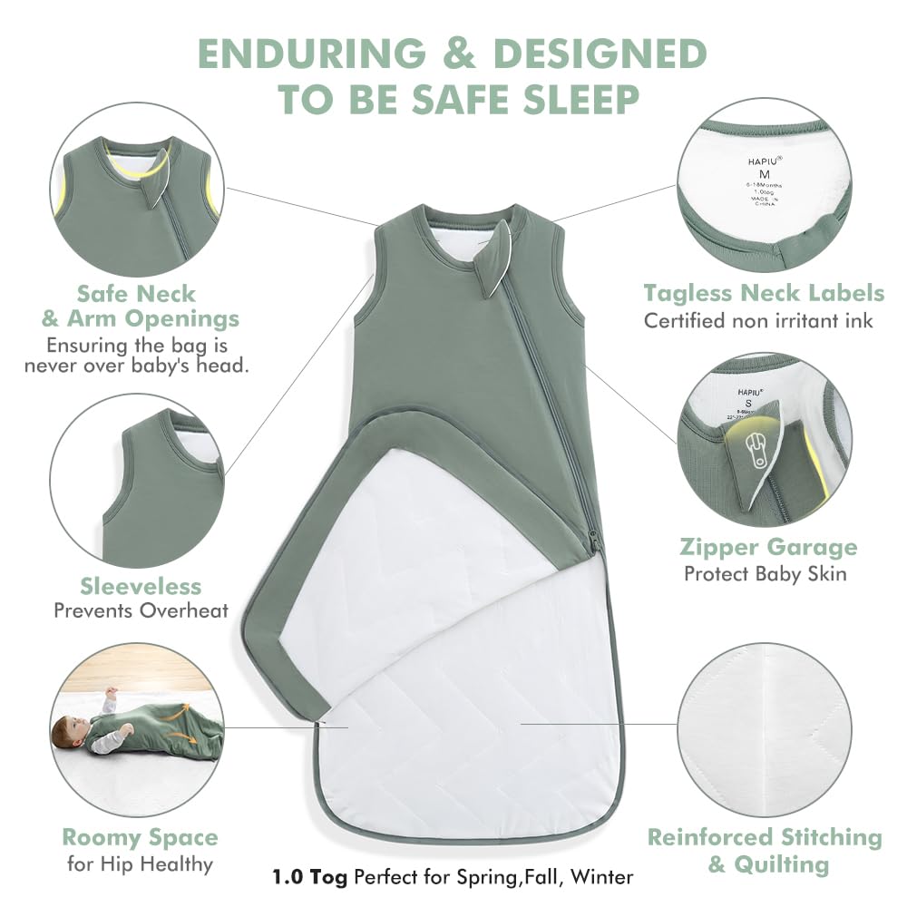 HAPIU sleep sack shows reinforced stitching for everyday wear durability