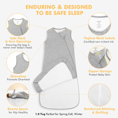 HAPIU wearable blanket provides roomy fit to prevent kicking and support growth.