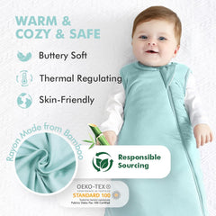 HAPIU bamboo sleep sack slate blue two-way zipper for easy diaper changes