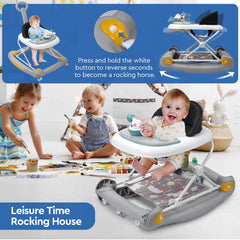HAPYOOY 5-in-1 baby walker dining-table mode enables convenient fruit snack sessions.