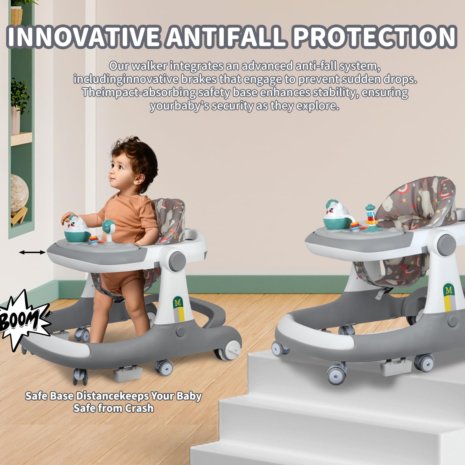 HAPYOOY 5in1 walker linen padding keeps baby comfortable during seated play