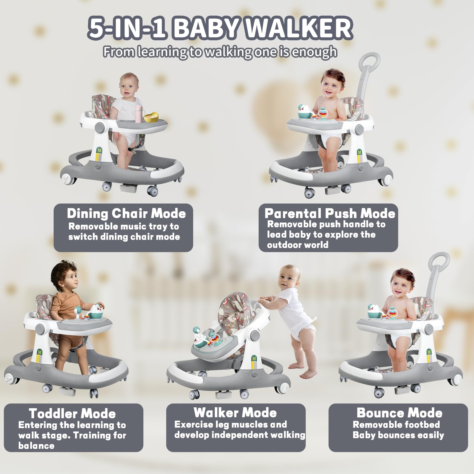 HAPYOOY 5in1 walker with pedal-bounce mode for playful development