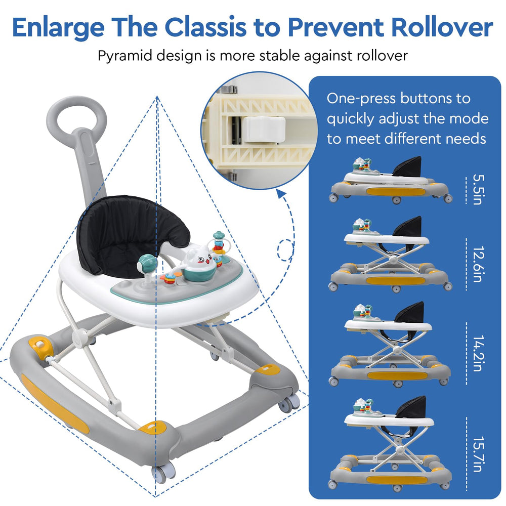 HAPYOOY 5-in-1 baby walker sunshade protects little eyes during outdoor play.