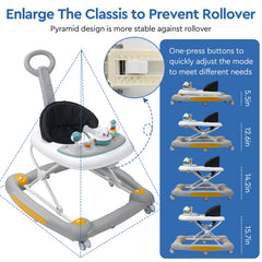 HAPYOOY 5-in-1 baby walker sunshade protects little eyes during outdoor play.