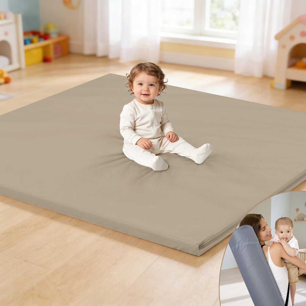 HARBOLLE Baby Play Mat 47x47 foam offers spacious tummy time surface.