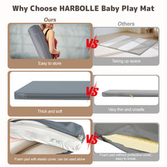 HARBOLLE Baby Play Mat blue non-slip mat for safe play on hardwood floors
