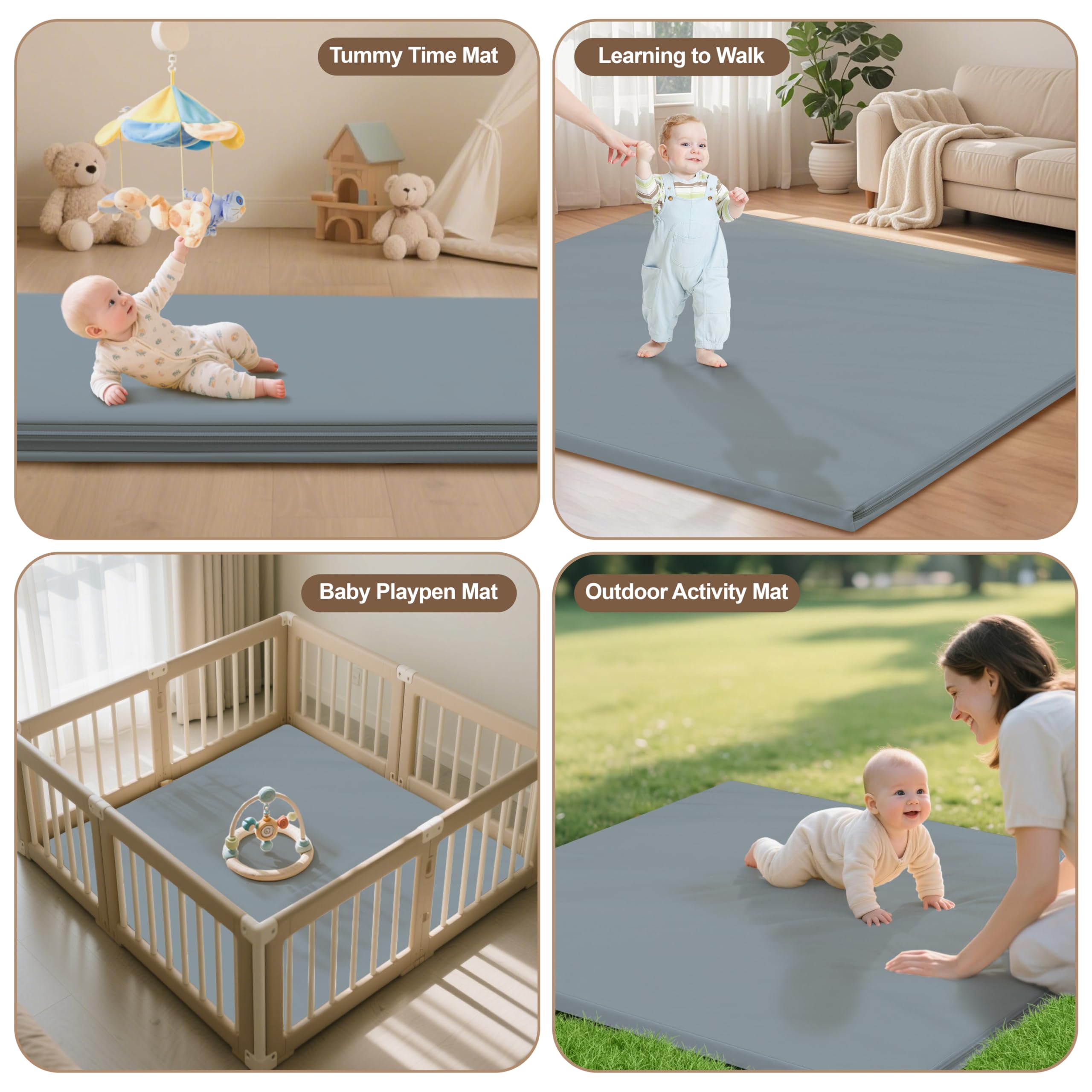 HARBOLLE Baby Play Mat blue storage bag for travel and tidy storage