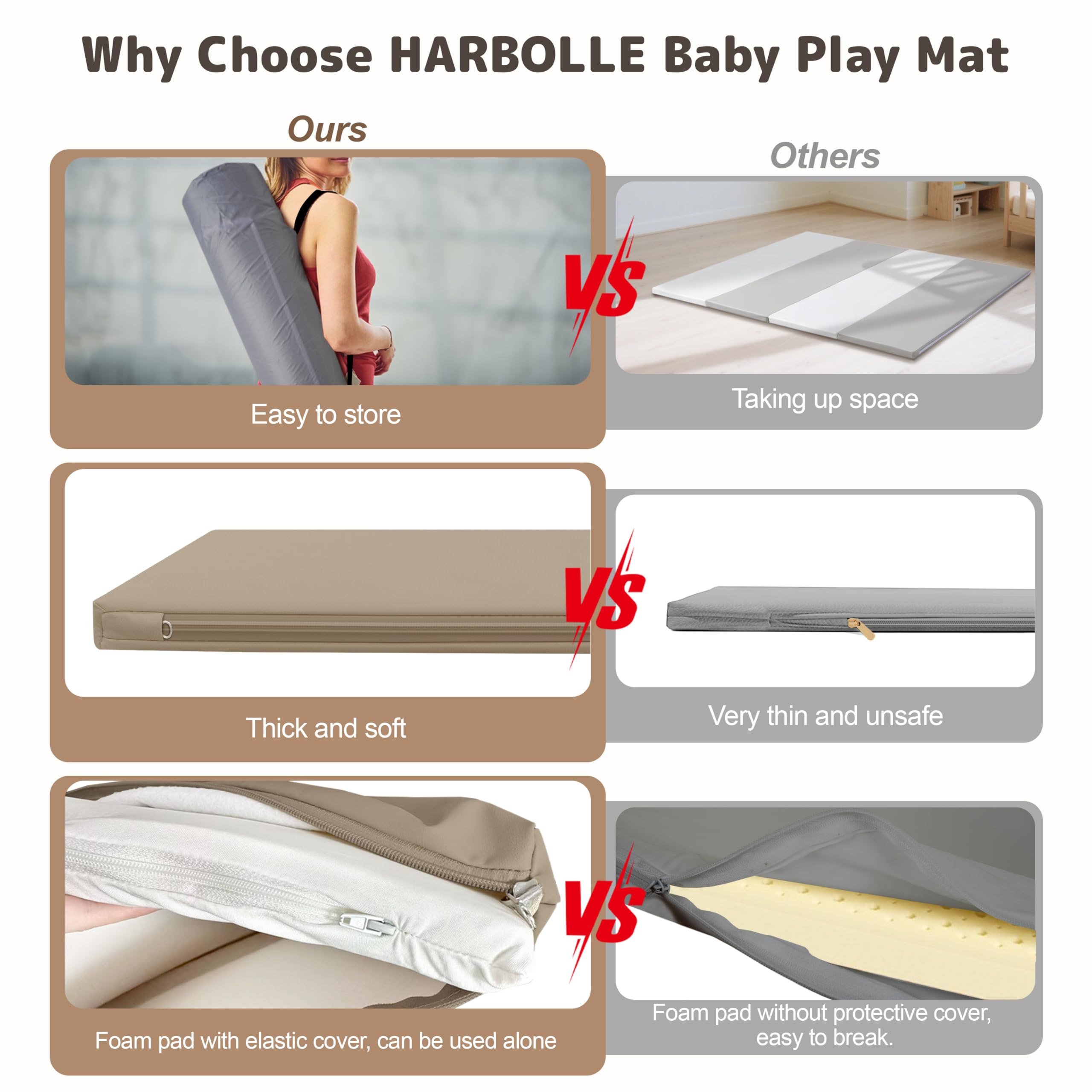 HARBOLLE Non-slip vegan leather keeps the mat in place on floors.