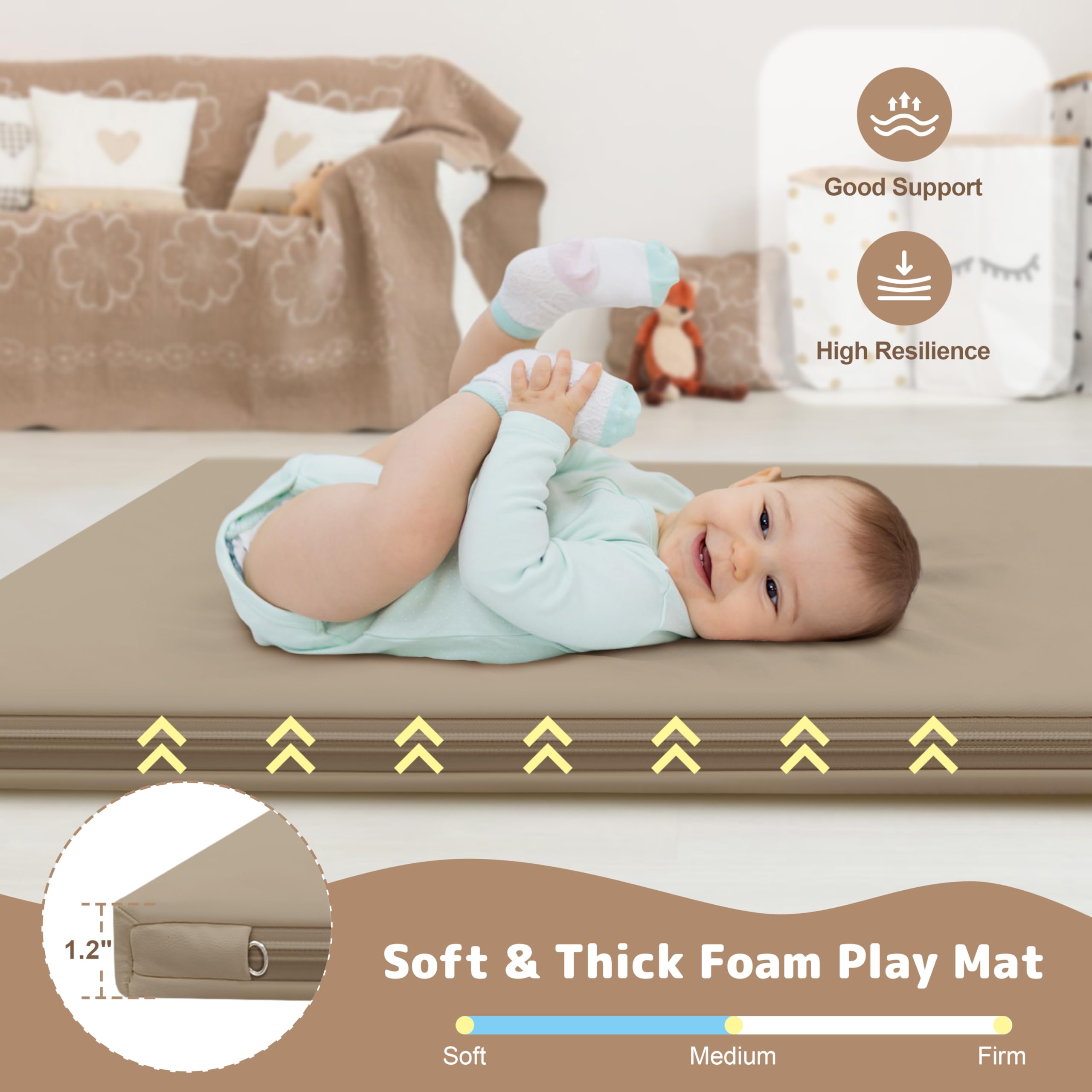 HARBOLLE Play Mat waterproof surface enables easy spill cleanup.