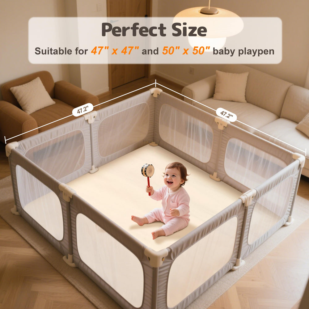 HARBOLLE beige play mat fits nurseries and playrooms with neutral style