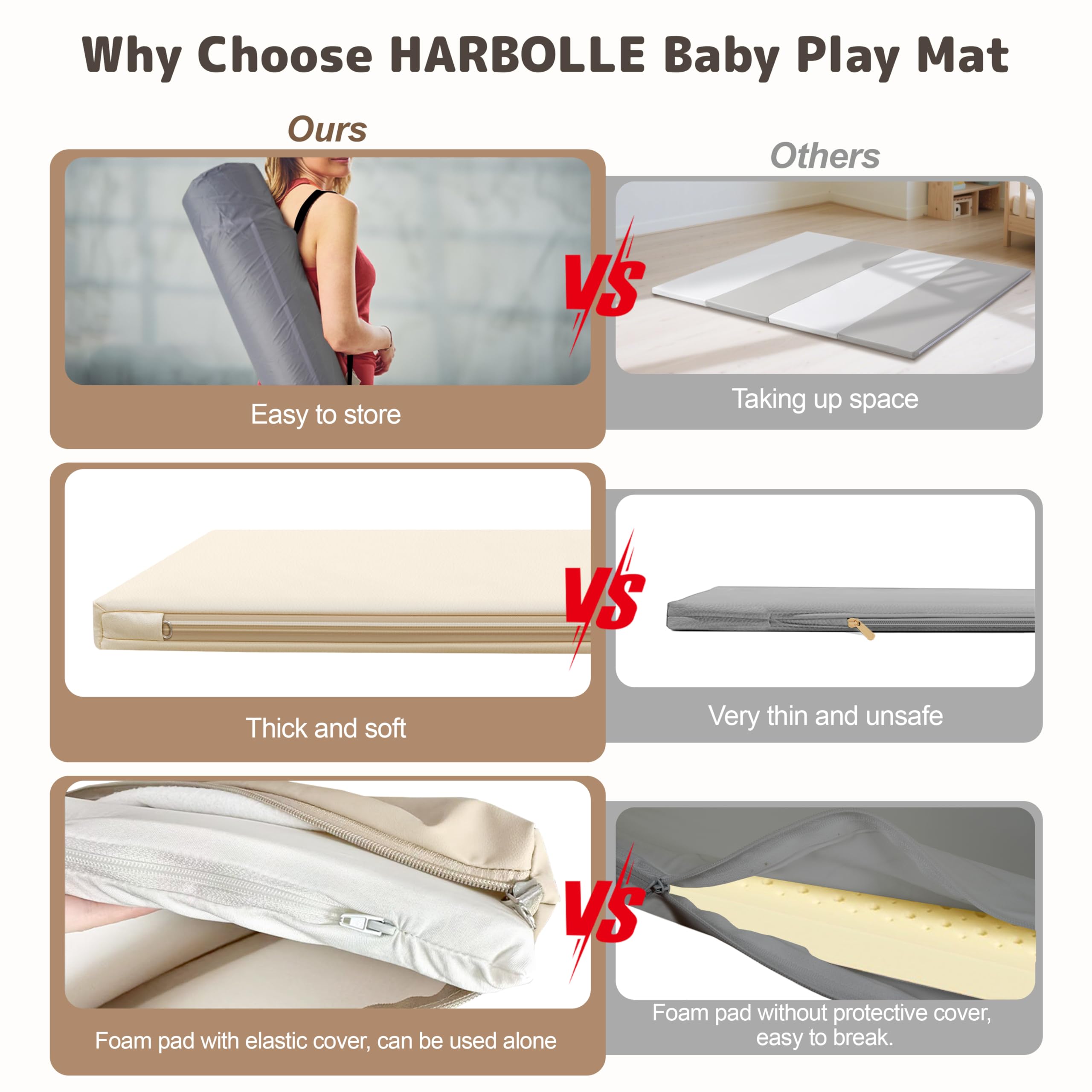 HARBOLLE removable foam-cover and non-slip vegan leather stay put on floors