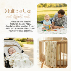 HardNok baby blanket spread demonstrates soft surface for bedtime.