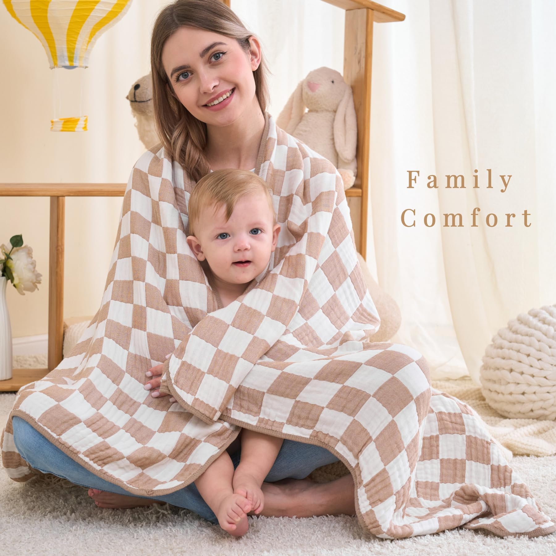 HardNok Checkered Muslin Throw made of breathable viscose from bamboo and cotton muslin.