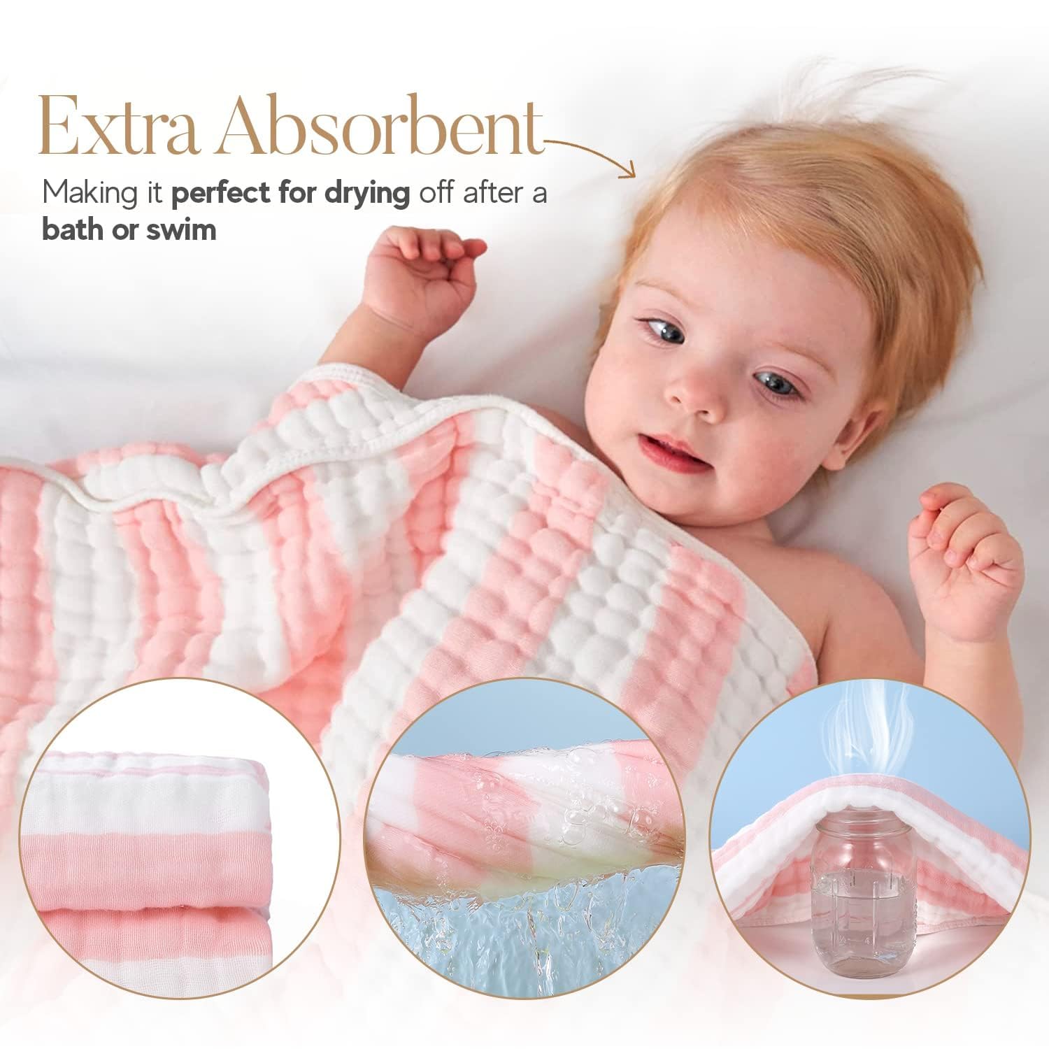 HardNok Muslin 6-layer closeup highlights absorbent, gentle natural cotton