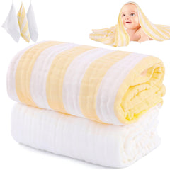 HardNok muslin baby bath towel hooded yellow-stripe 40x40 offers soft post-bath warmth