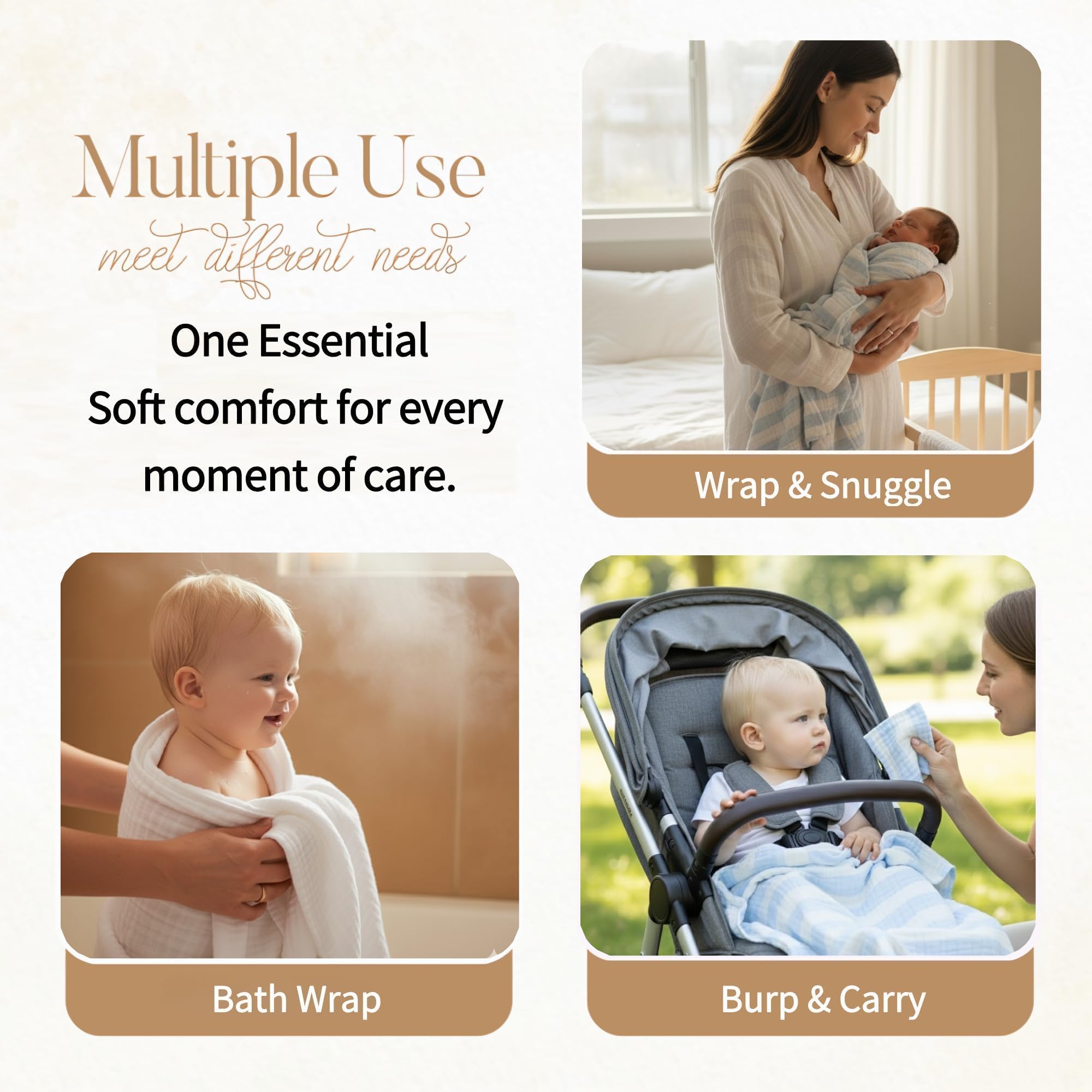 HardNok baby care essentials scene with towels and washcloths.