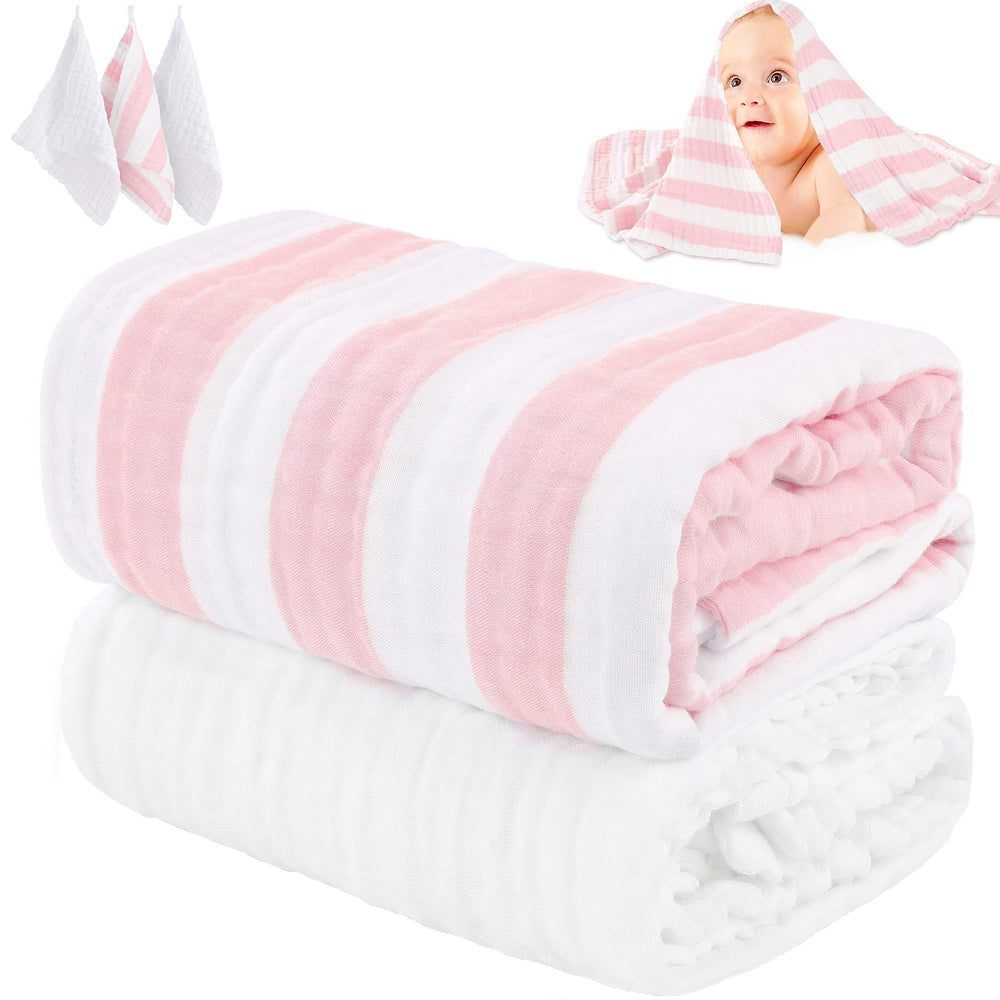 HardNok muslin baby towel 5-piece set in gift box, ideal for baby registry.