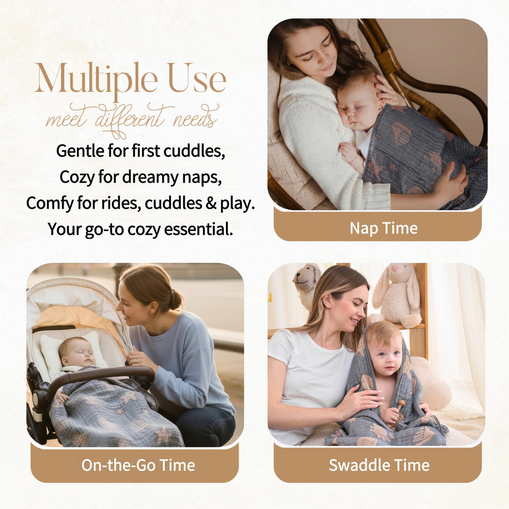 HardNok muslin blanket baby swaddled shows a cozy, secure option for newborns.