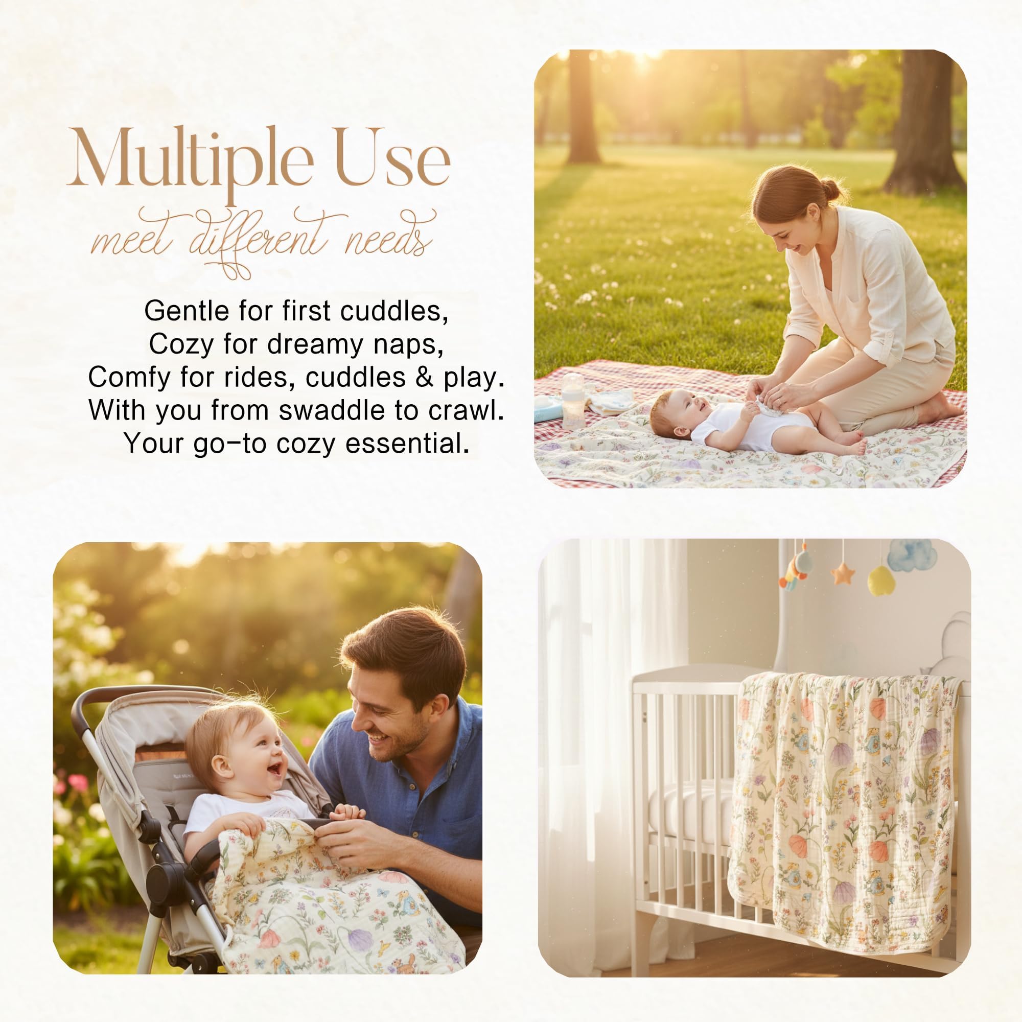 HardNok Muslin Blanket swaddling a newborn for snug comfort.