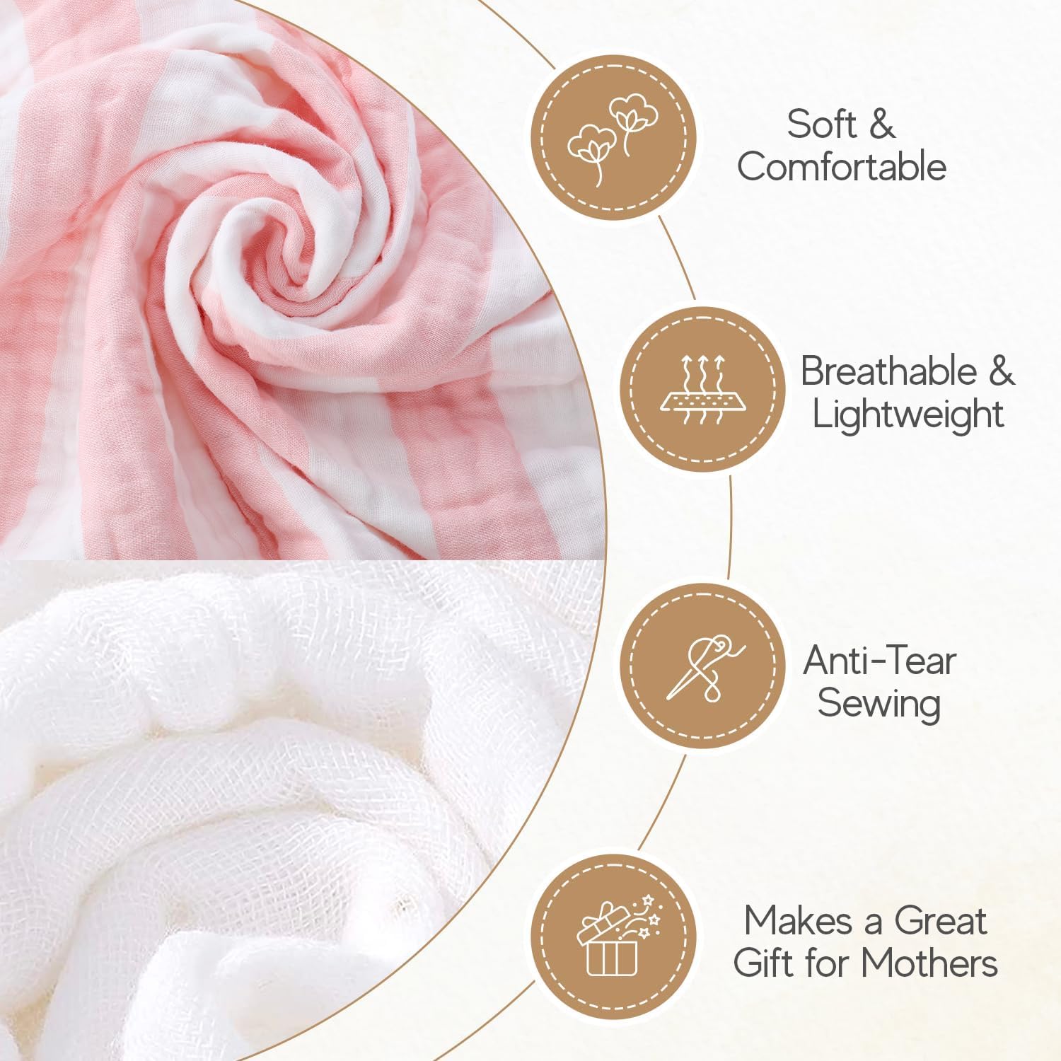 HardNok Muslin Hooded Towel pink stripe detail emphasizes soft yarn and vibe
