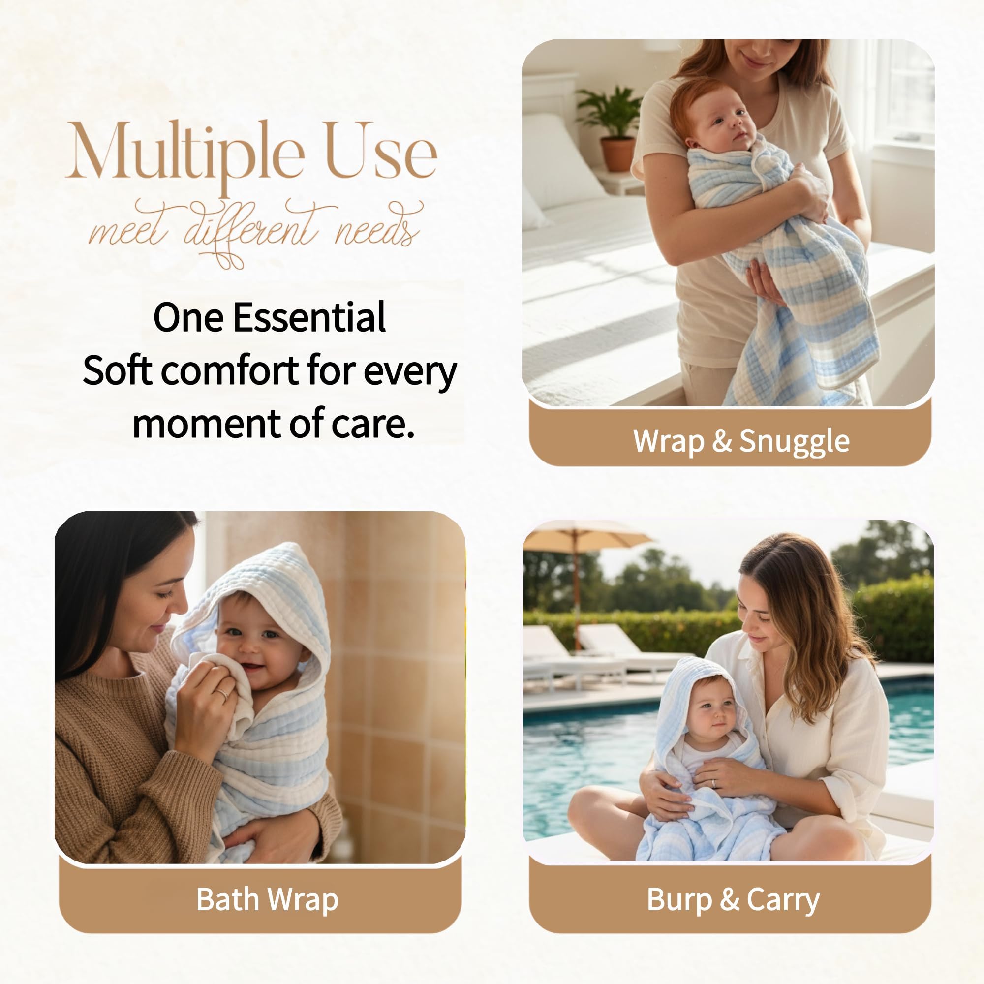 HardNok muslin hooded towel durable hem shown during washing.