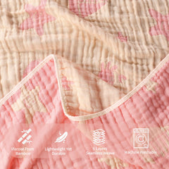 HardNok Ultra-Soft Muslin Baby Blanket Pink Ocean 6-layer weave balances warmth and breathability.
