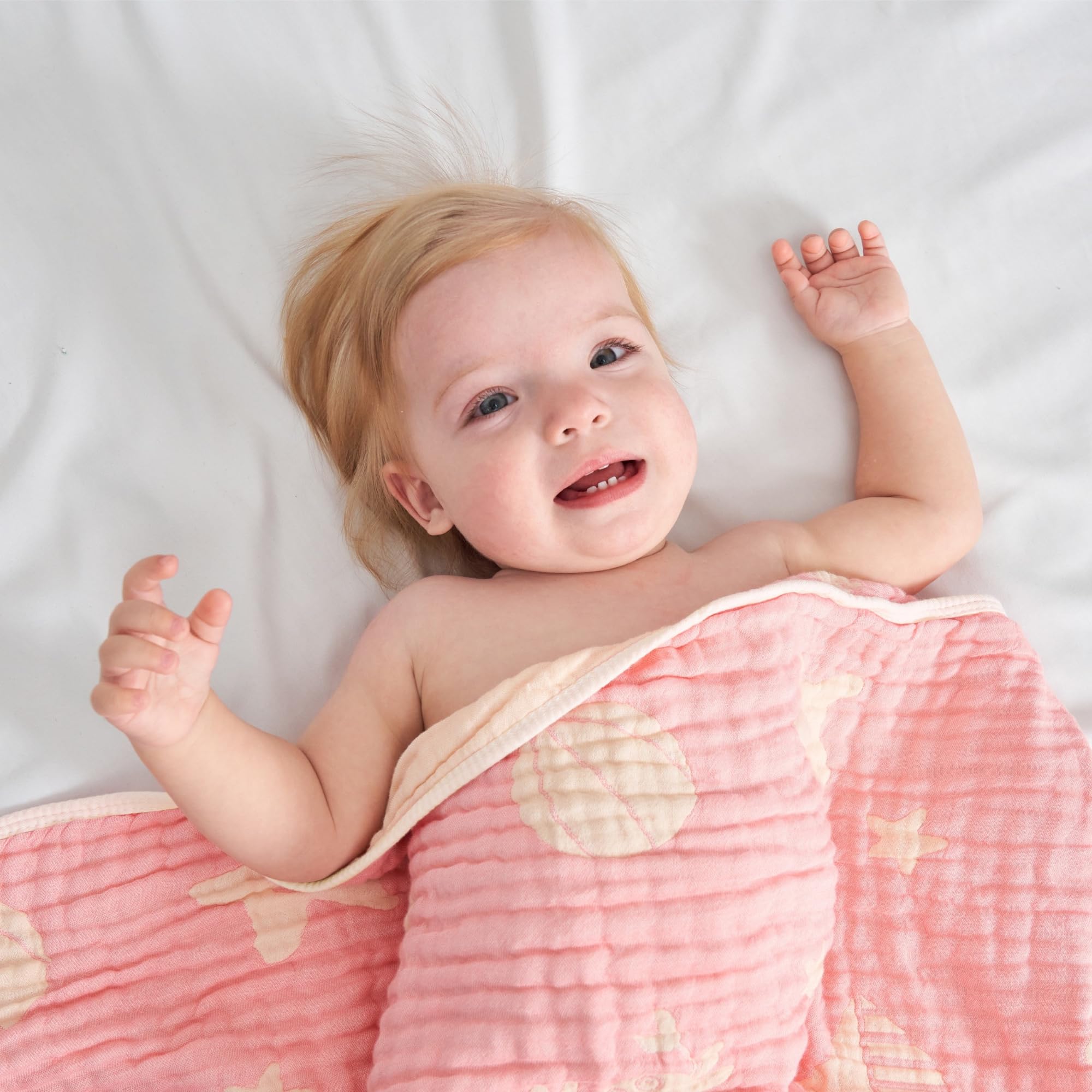 HardNok Ultra-Soft Muslin Baby Blanket Pink Ocean gift-packaging suits gifting occasions.