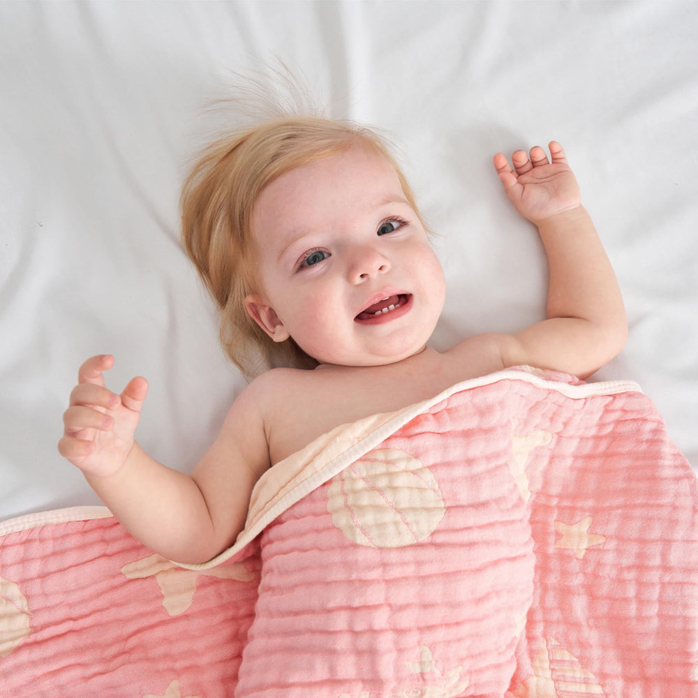 HardNok Ultra-Soft Muslin Baby Blanket Pink Ocean gift-packaging suits gifting occasions.