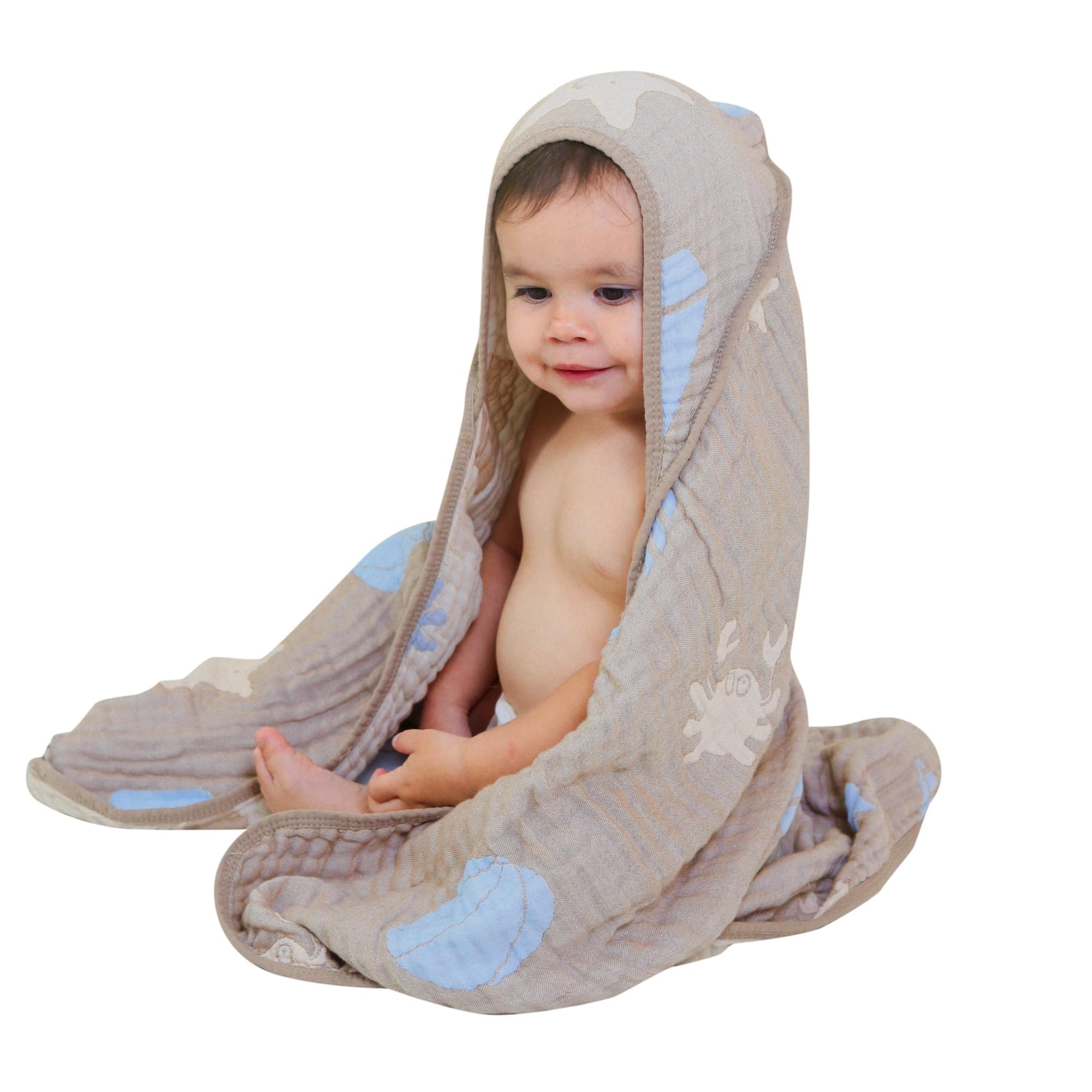 HardNok Ultra-Soft Muslin Hooded Towel folded reveals plush texture for baby bath prep