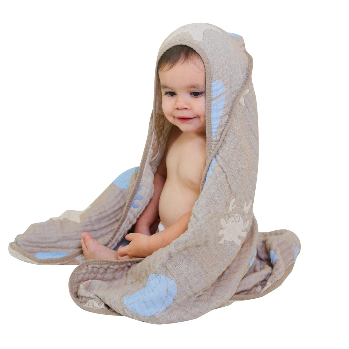 HardNok Ultra-Soft Muslin Hooded Towel folded reveals plush texture for baby bath prep