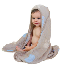 HardNok Ultra-Soft Muslin Hooded Towel folded reveals plush texture for baby bath prep