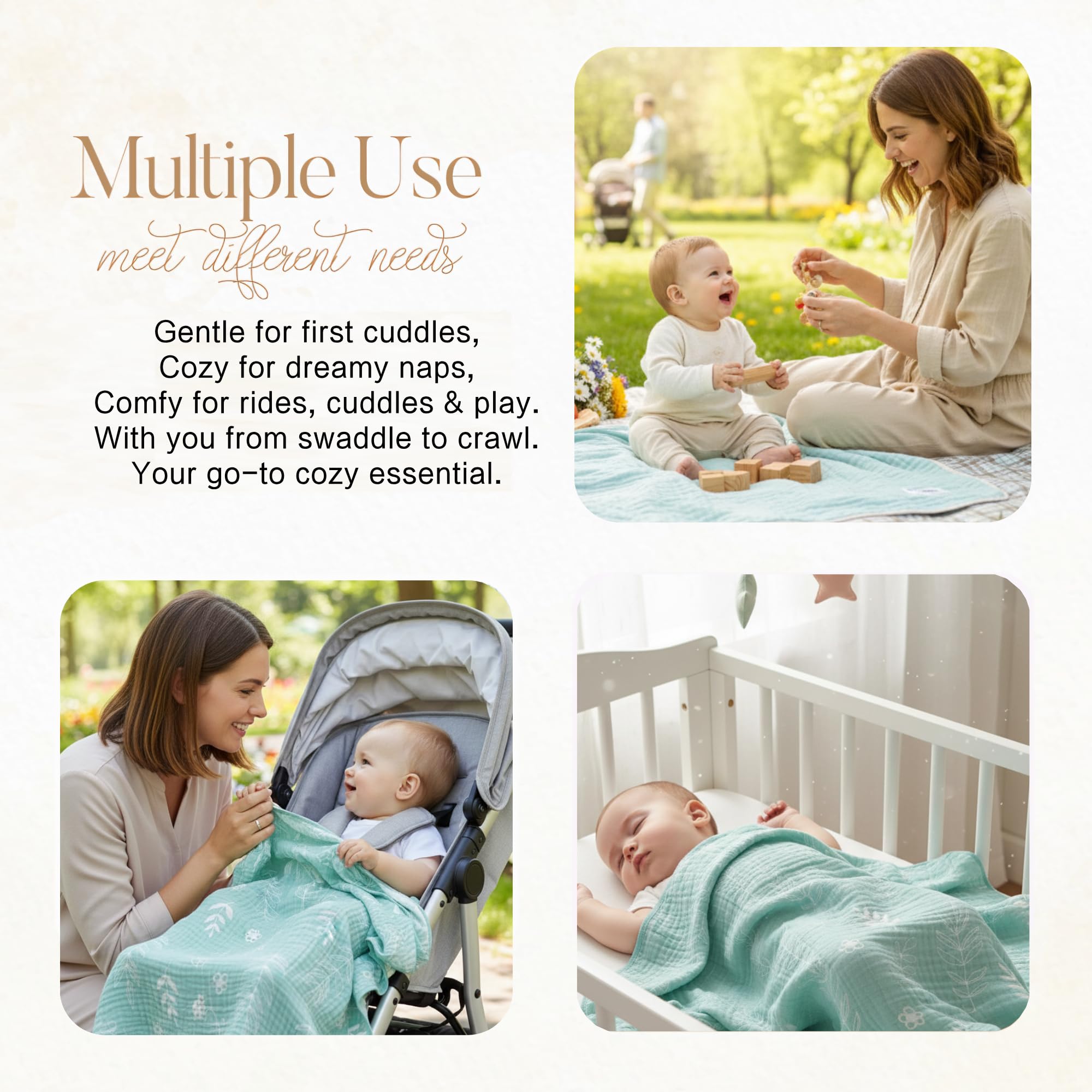 HardNok Ultra-Soft Muslin Blanket in crib view highlights six-layer warmth and airflow.