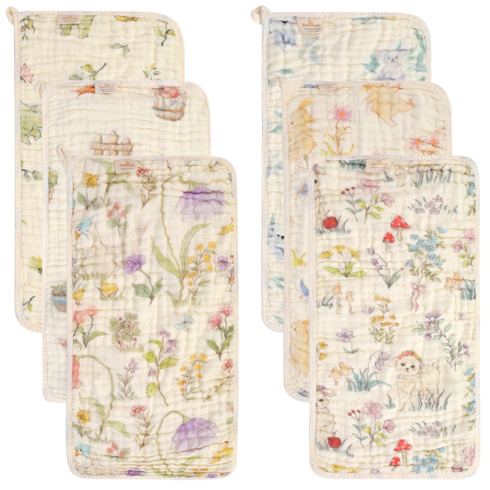 HardNok ultra-soft muslin burp cloth close-up showing forest pattern for gentle-skin comfort