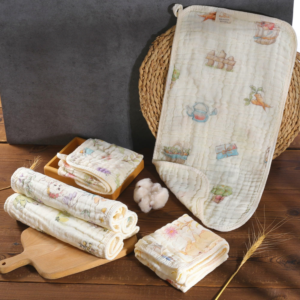 HardNok woodland burp cloth in use during feeding to catch spills