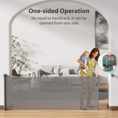 Hardware Mount Retractable Baby Gate skirting-board adjustment prevents wall damage.