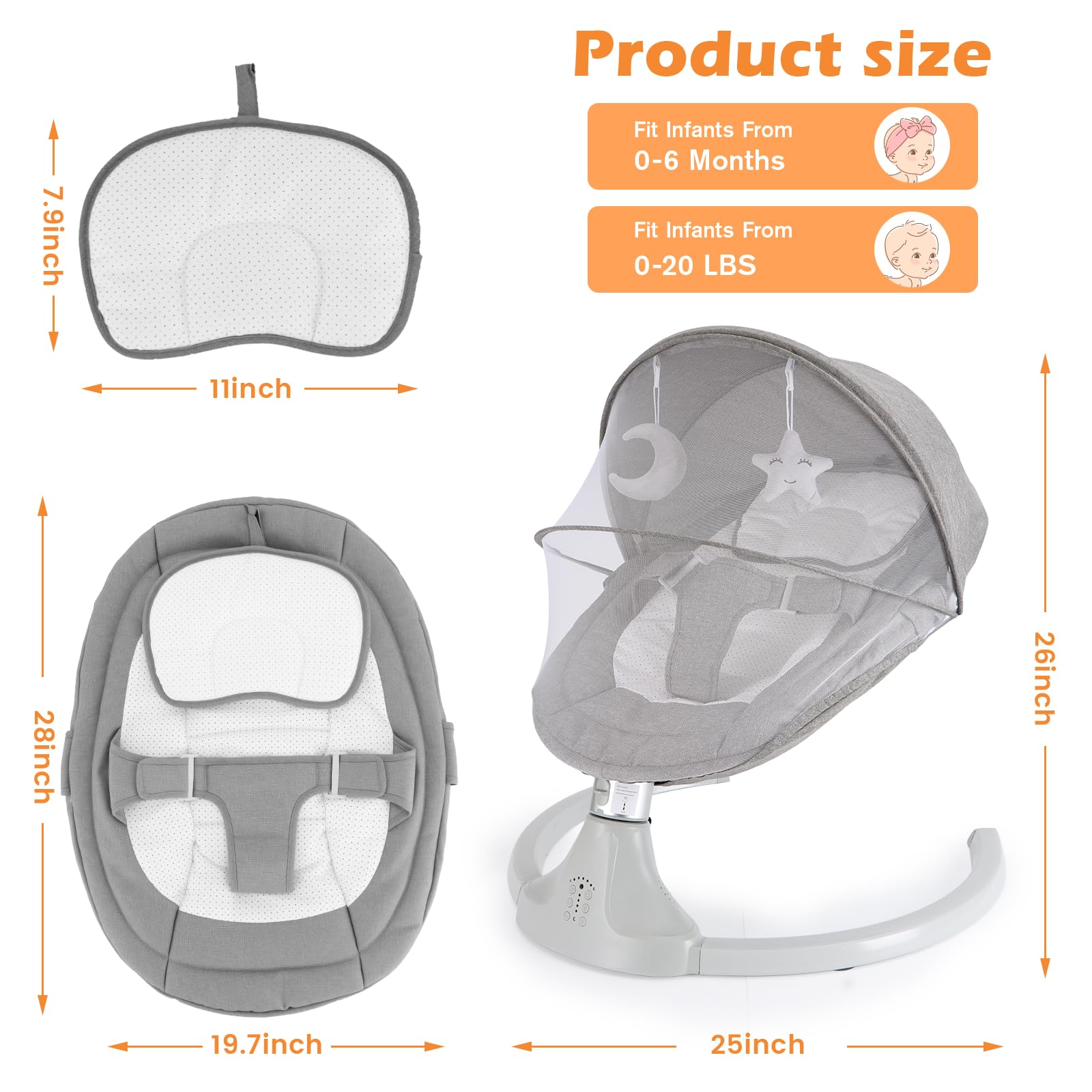 harhoers baby swing canopy closeup highlights waterproof Oxford cloth for outdoor durability