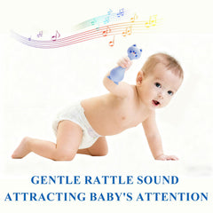 Harlene Baby Rattle Cat Blue in hand demonstrates easy grip for tiny hands