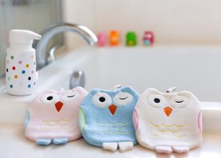 Harmony N More Opal Owl washmitt owl design adds playful charm to routines.