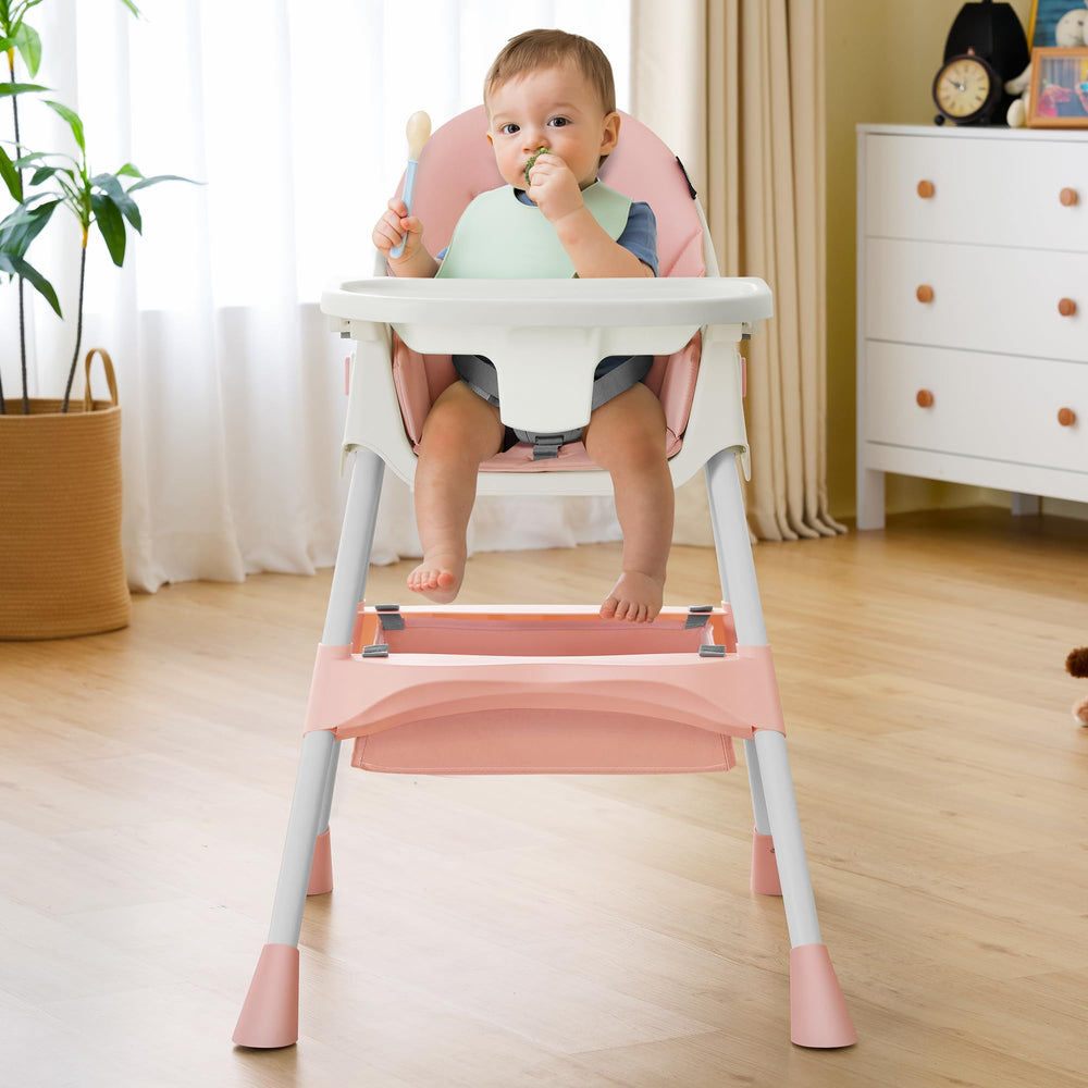 HARPPA 6-in-1 high chair pink with foldable tray for meals and play