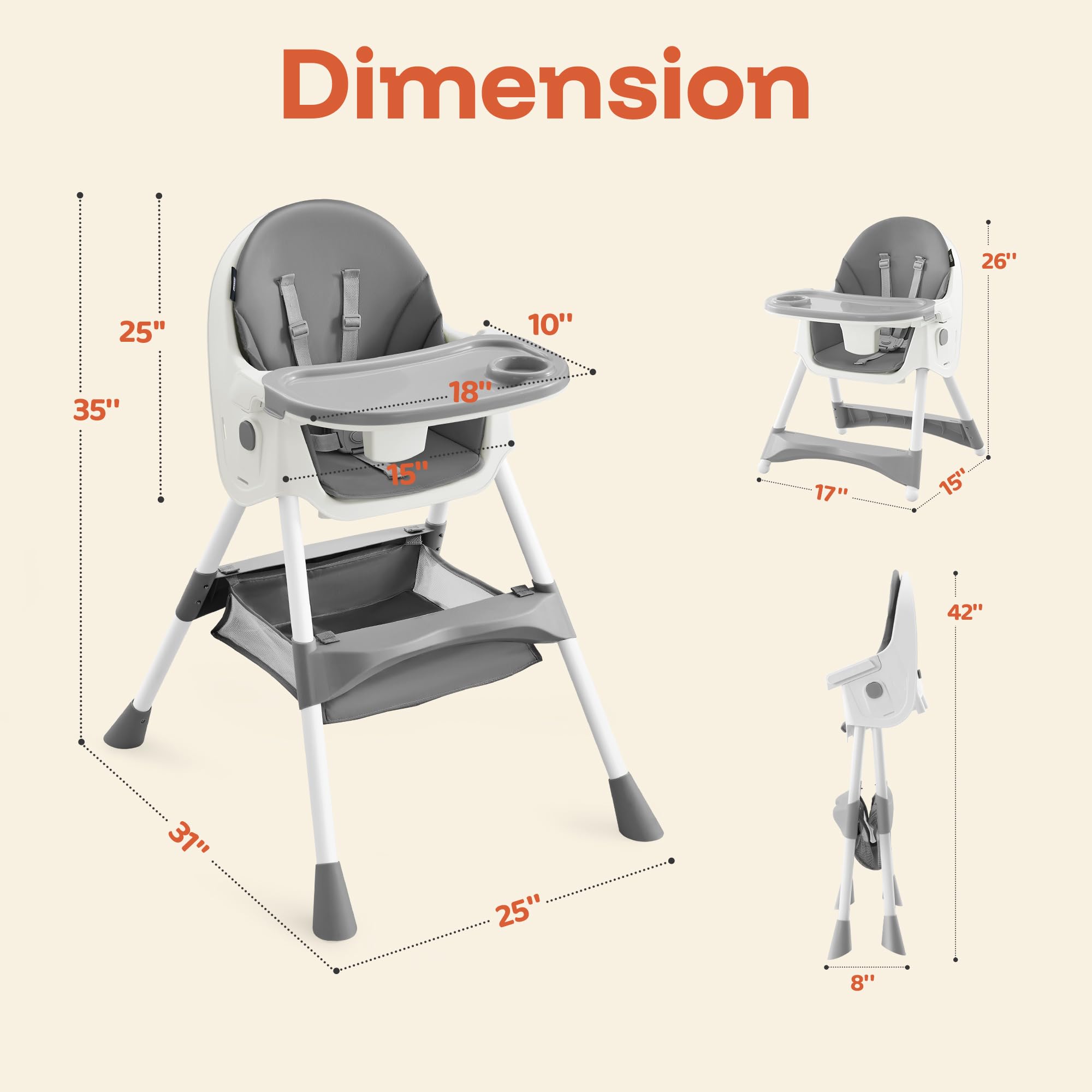 HARPPA 6-in-1 high chair removable-tray makes feeding easier