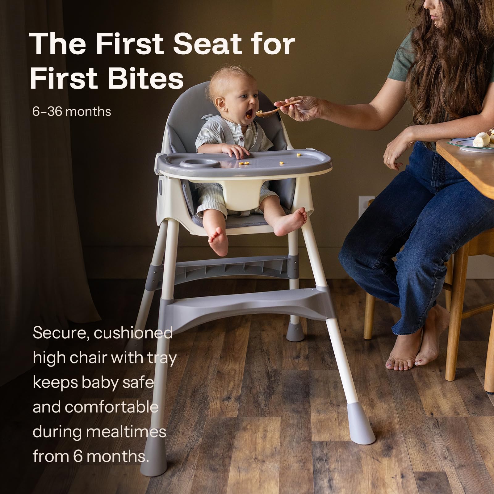 HARPPA 6-in-1 high chair tray-adjustment enables quick meal setups