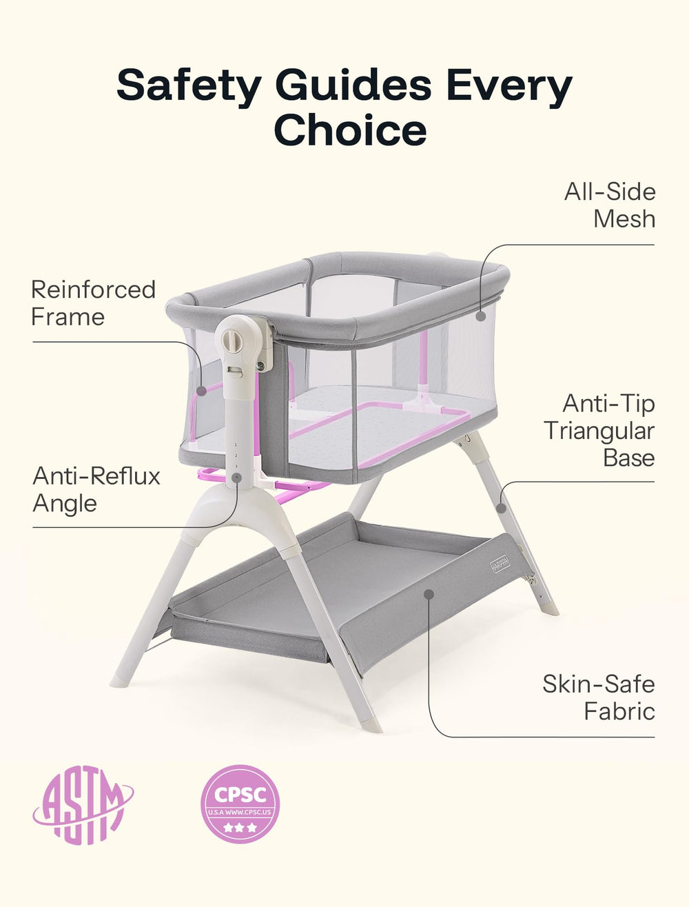 HARPPA cuddly bassinet is ASTM-certified for safety and quality.