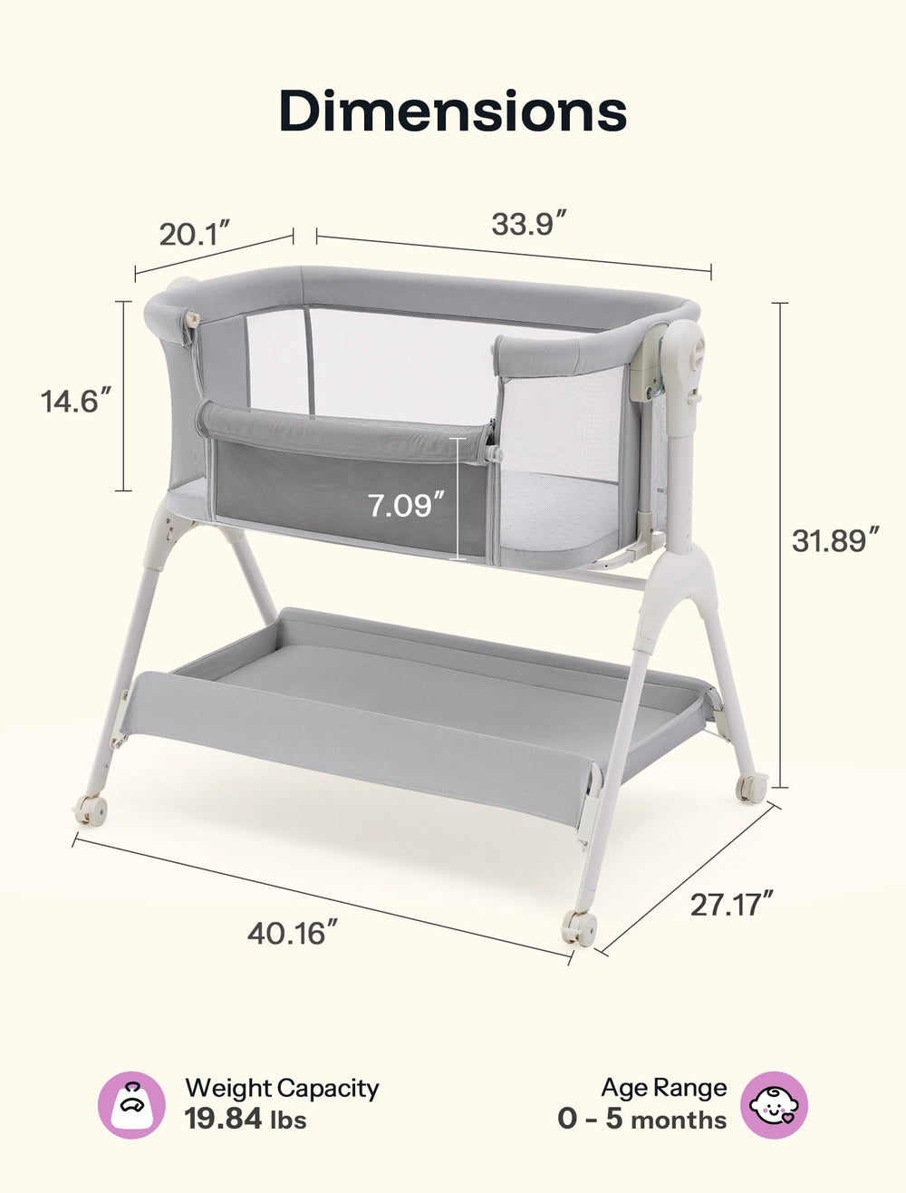 HARPPA bassinet wheels enable easy room-to-room transitions.
