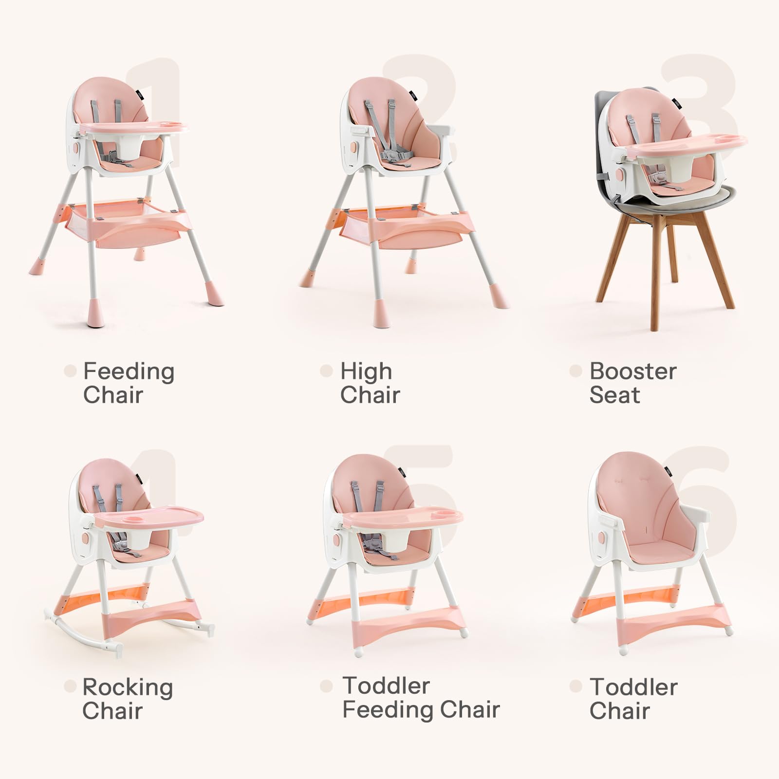 HARPPA foldable high chair stored upright for compact travel and storage